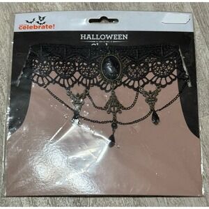 Celebrate Halloween‎ costume black gem Antique style choker necklace